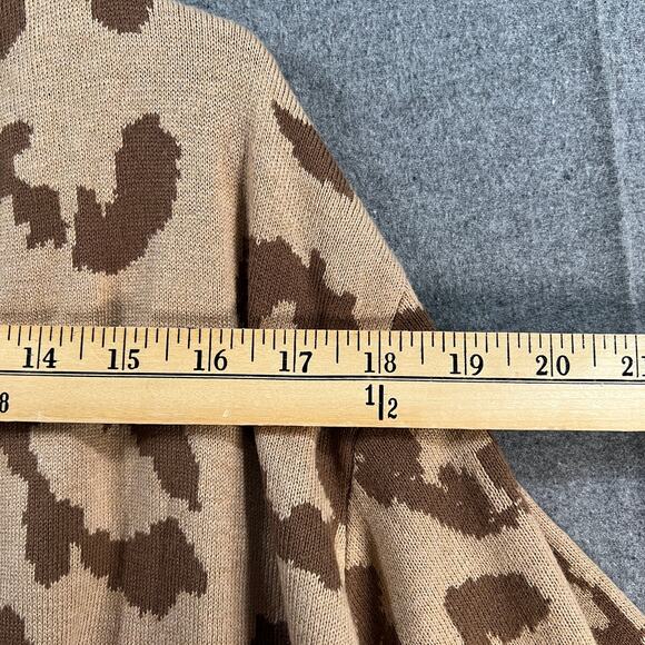 Isaac Mizrahi Live! Jacquard Shawl Collar Sweater Cardigan Leopard, X-Large - Picture 7 of 10